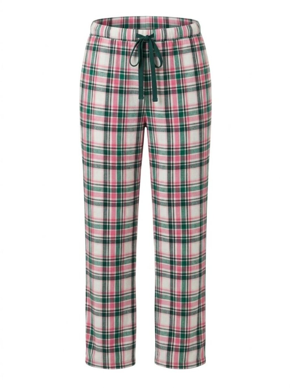 Roudelain Drawstring Flannel Pajama Lounge Pants Sz S Green Pink Plaid Sleepwear